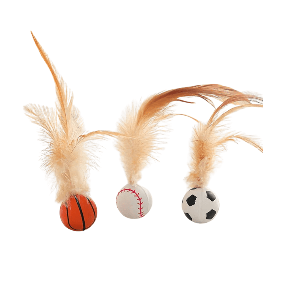 Cat Bouncy Feather Elastic Interactive Ball Toy
