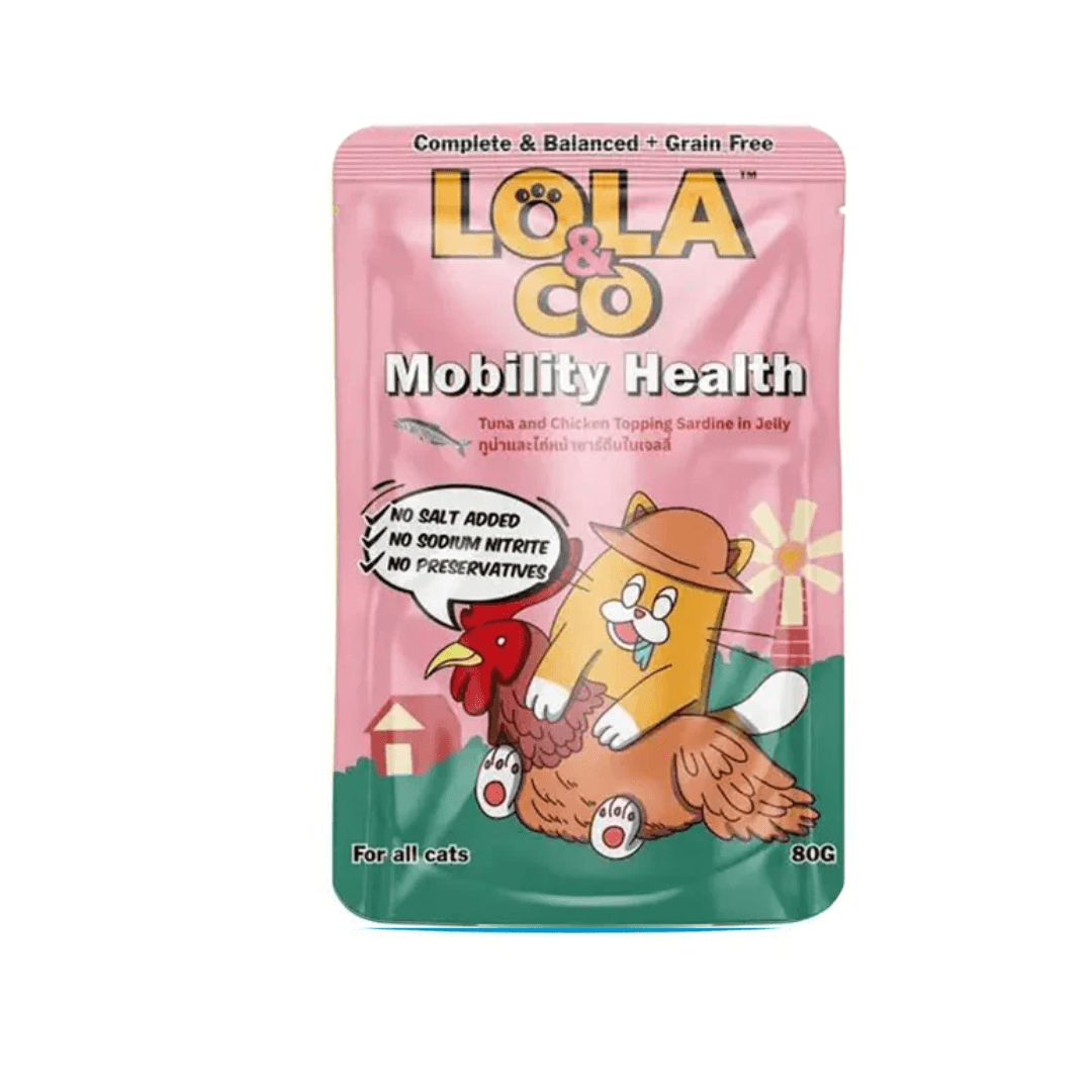 Lola & Co Mobility Health Pouch Tuna & Chicken Topping Sardine in Jelly for All Cats 80g
