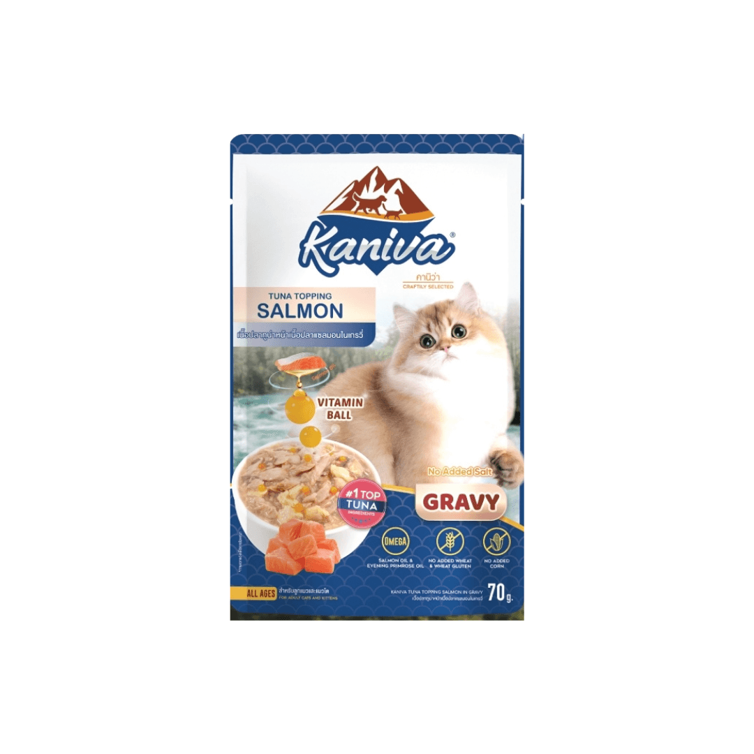 Kaniva Tuna Topping Salmon Pouch 70g-Gravy for All Ages