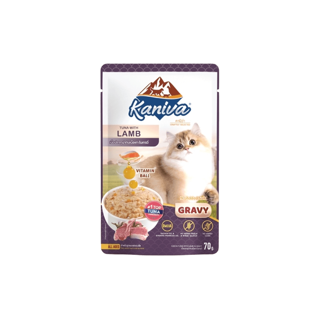 Kaniva Tuna Topping Lamb Pouch 70g - Gravy for Adults & Kittens