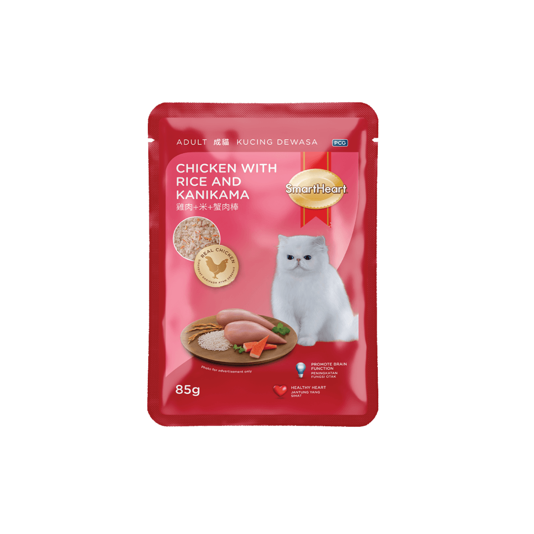 SmartHeart Cat Pouch Adult Chicken with Rice & Kanikama 85g