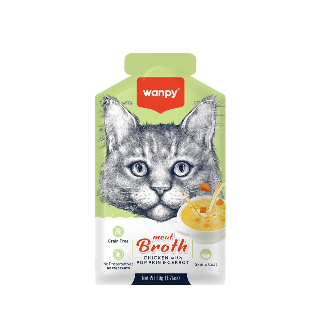 Wanpy Meat Broth Cat Pouch Chicken, Pumpkin & Carrot 50gm