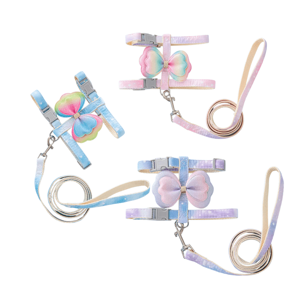 Elegant Butterfly Adjustable Cat Walking Harness and Leash