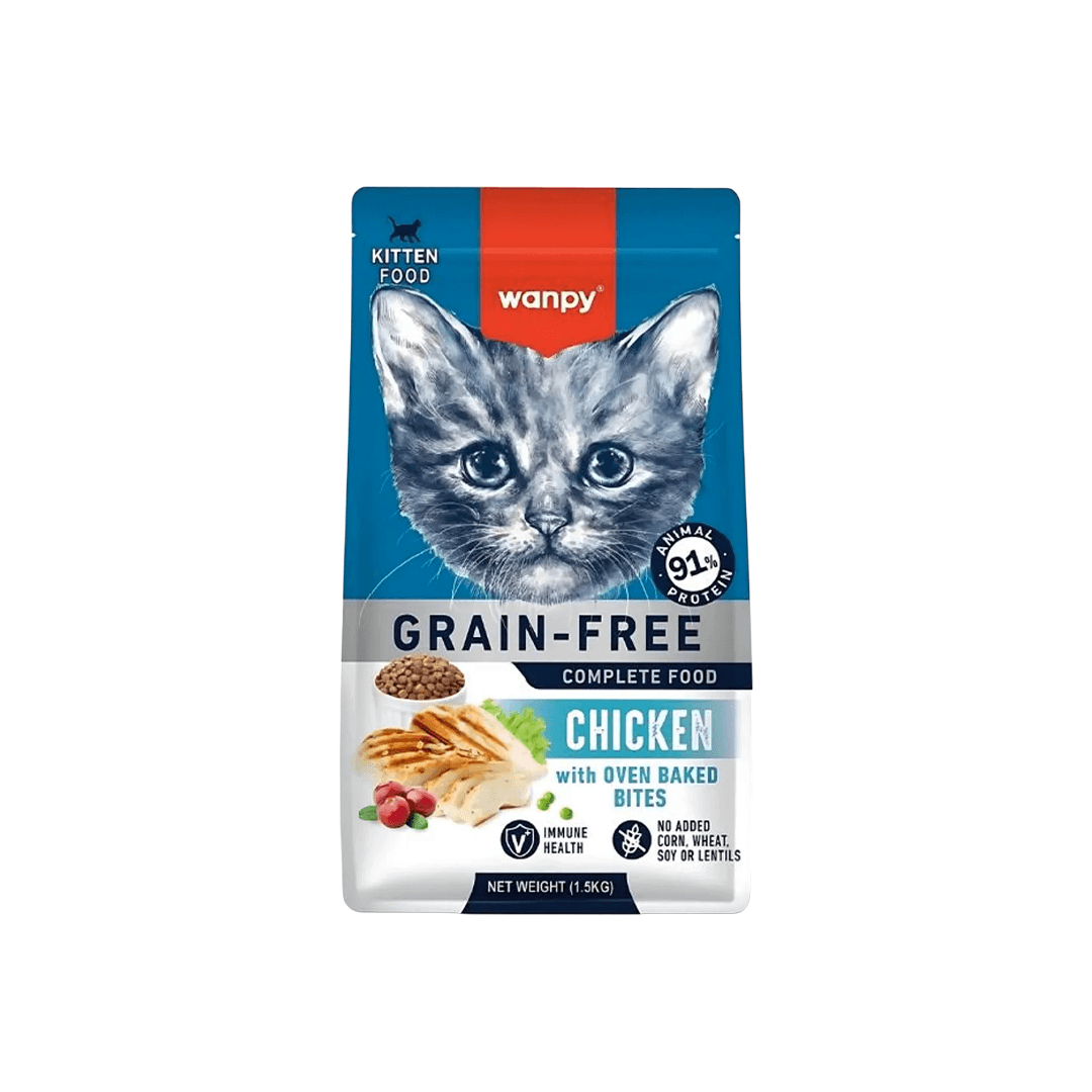 Wanpy Grain Free Super Premium Dry Cat Food Kitten Chicken 1.5KG