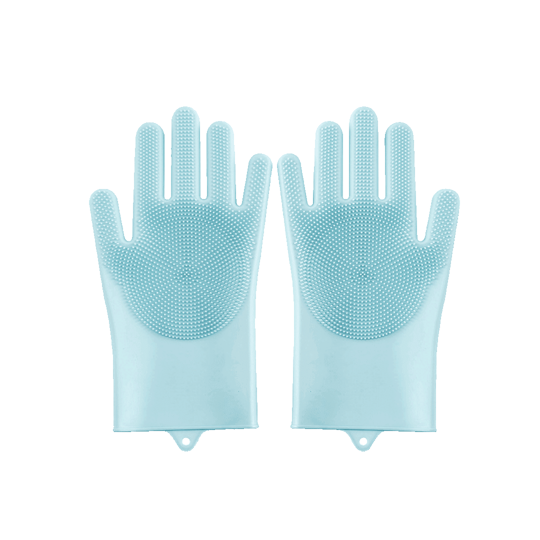 2 Pieces Long Sleeve Silicone Bath Brush Gloves with Foam Scrubbing Bristles – Best for Kittens