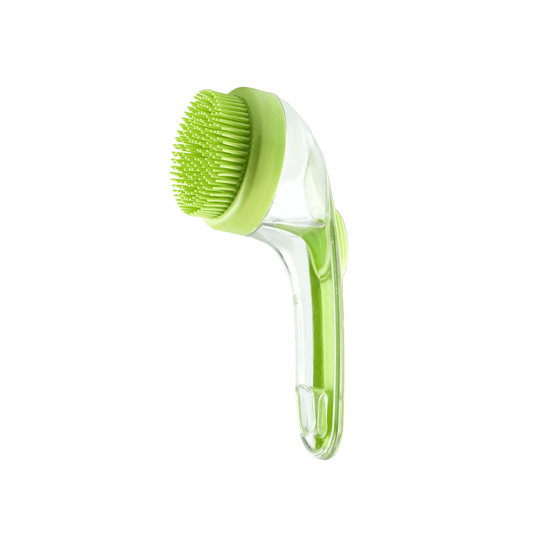 Comfortable Handle Shampoo Dispenser Massage Bath Brush Soft Silicone Bristles
