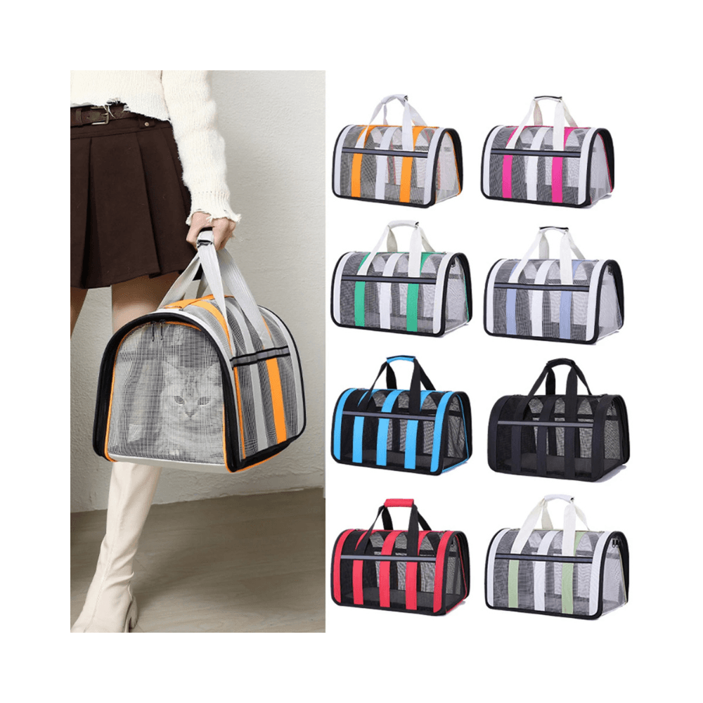 Portable Soft-Sided Breathable Mesh Cat Travel Bag Cat Carrier Handbag