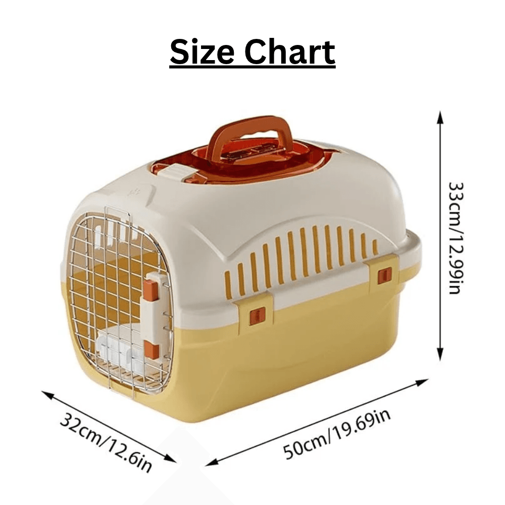Portable Hard-Sided Pet Carrier Cage with Food Bowl & Secure Locking System