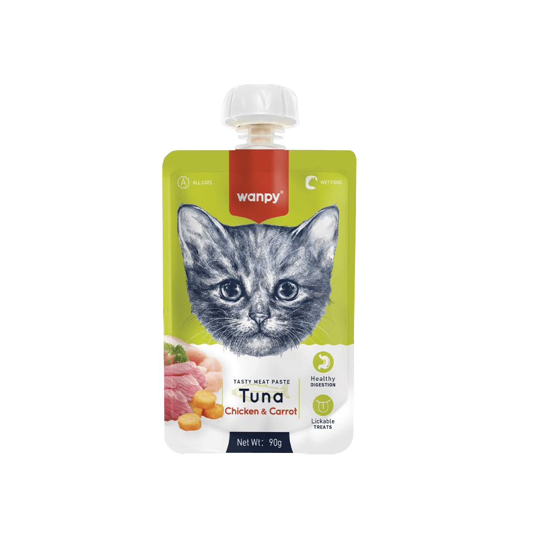 Wanpy Tasty Meat Paste Pouch Tuna, Chicken & Carrot 90gm
