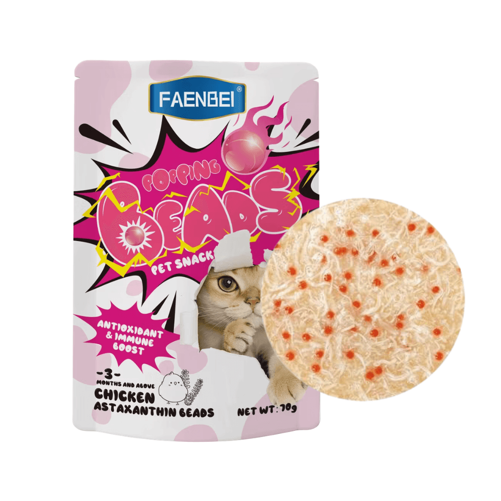 Faenbei Cat Snack IMMUNE BOOSTER & Astaxanthin Popping Beads with Chicken 70g