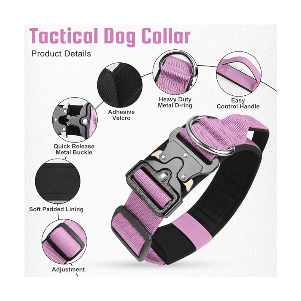Extra Large Training Dog Tactical Collar with Heavy Duty Metal Buckle with Handle