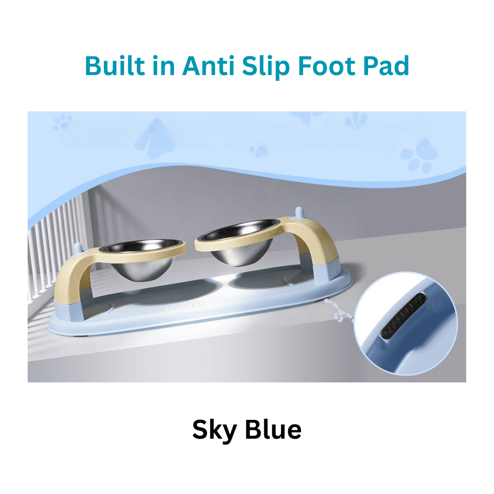 Good Mood 2-in-1 Elevated Stainless Steel Pet Double Bowls for Food and Water