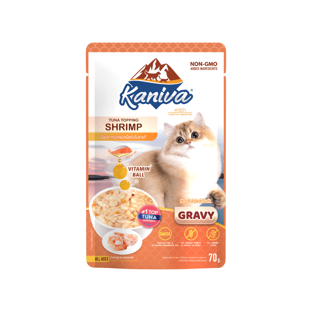 Kaniva Tuna Topping Shrimp Pouch 70g - Gravy for All Ages