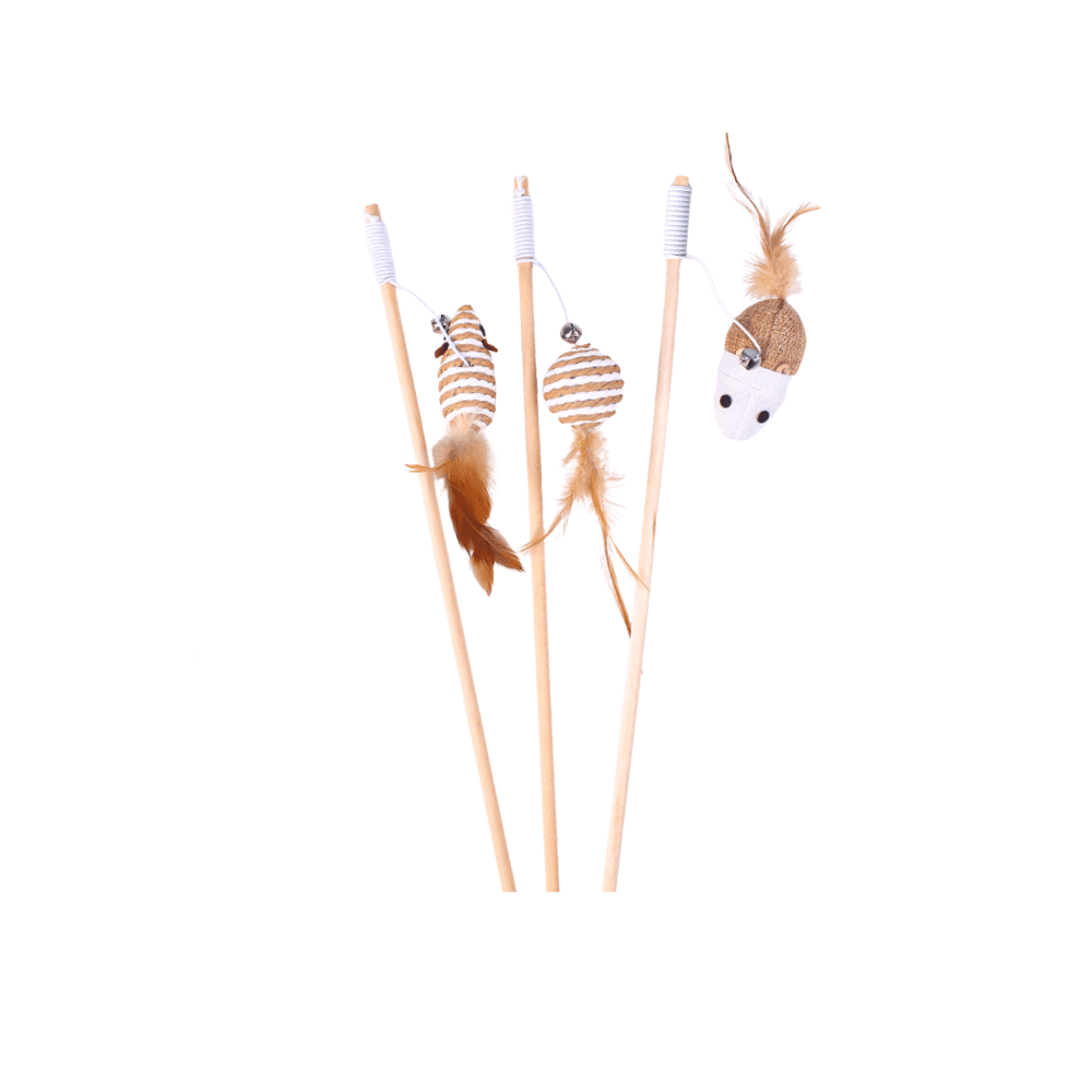 Premium Wooden Stick Cat Teaser Toy