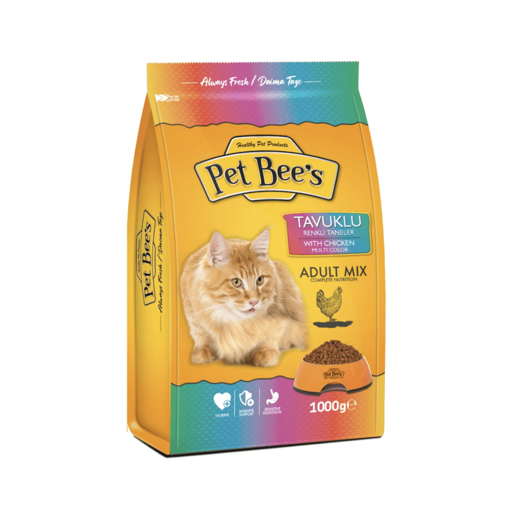 Pet Bee's MULTI COLOUR Adult Dry Mix Cat Food with Chicken 1kg