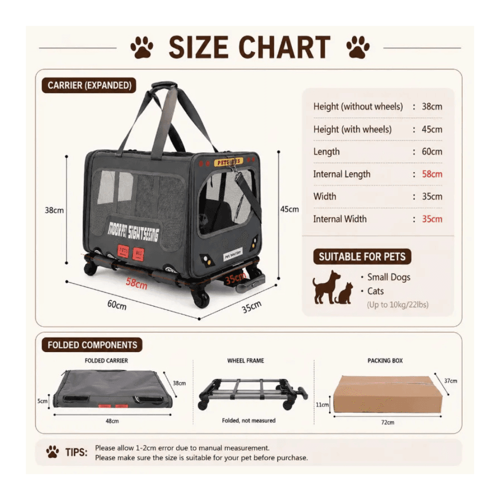 Moorpet Sightseeing Pet Bus Portable Large Capacity Trolley Bag for Cat & Puppy