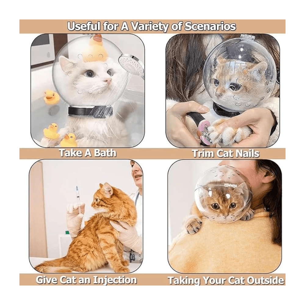 Breathable Anti-Bite Mask Pet Grooming Muzzle Transparent Helmet for Cats