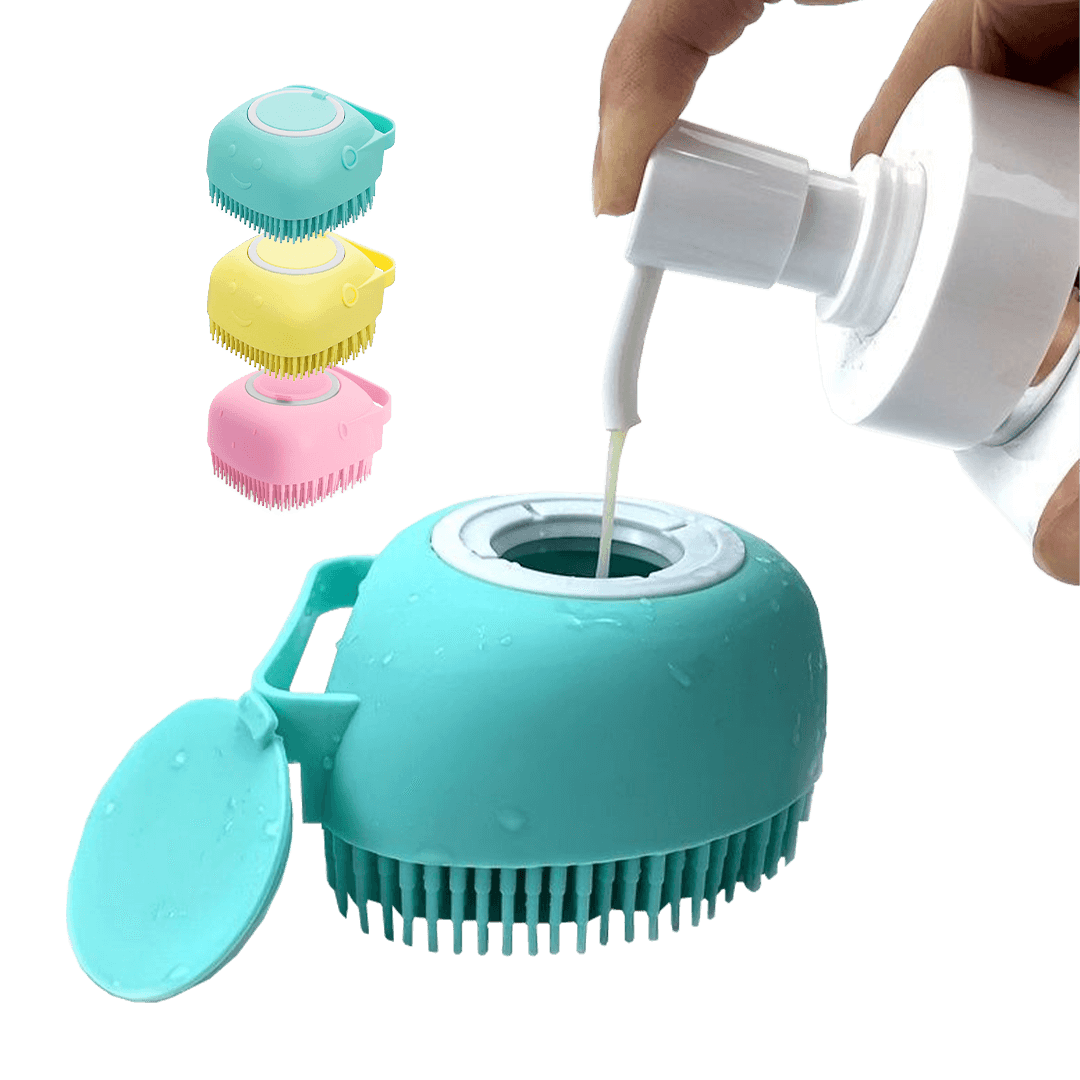 Soft Shampoo Dispenser Bath Brush for Cats & Dogs