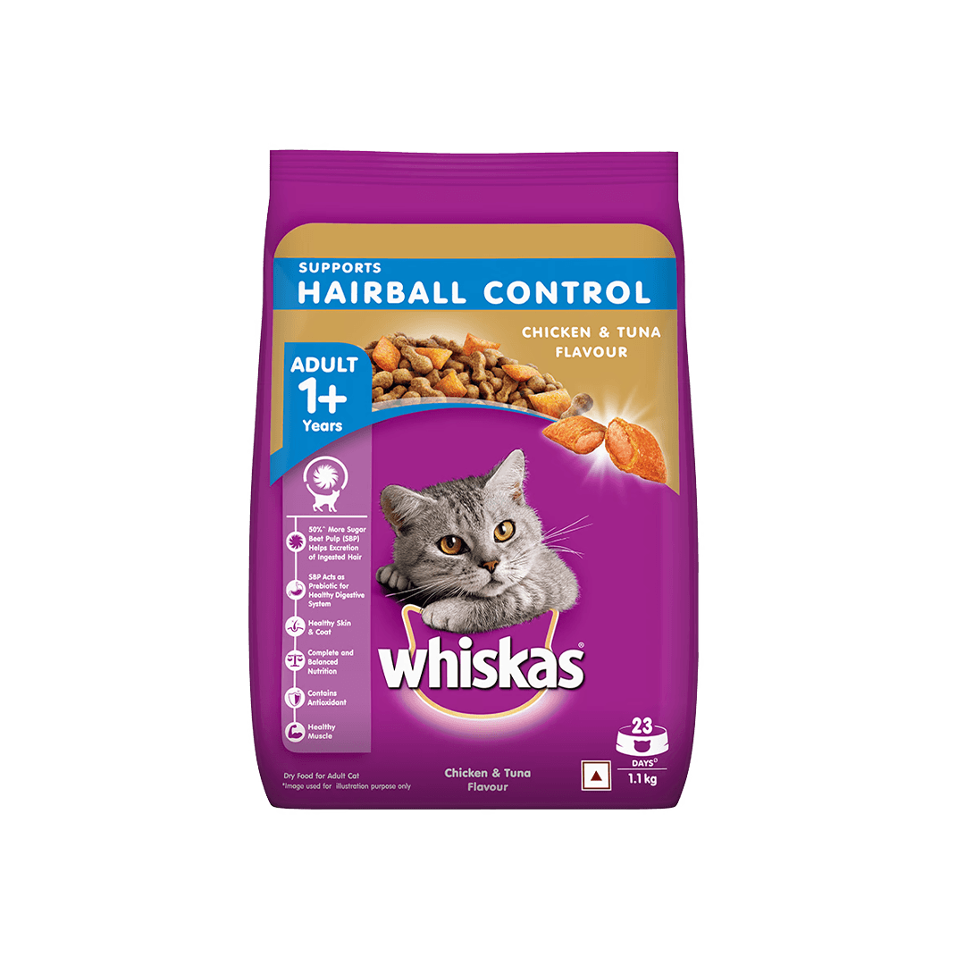 Whiskas Adult Chicken & Tuna Hairball Control 1.1kg