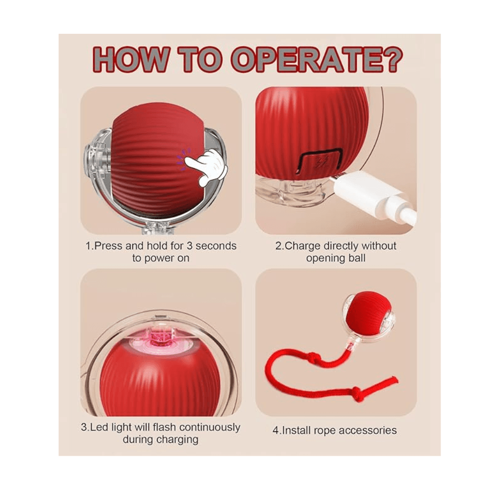 3 Modes Rechargeable Cat Toy Rolling Ball Electric Automatic Toys