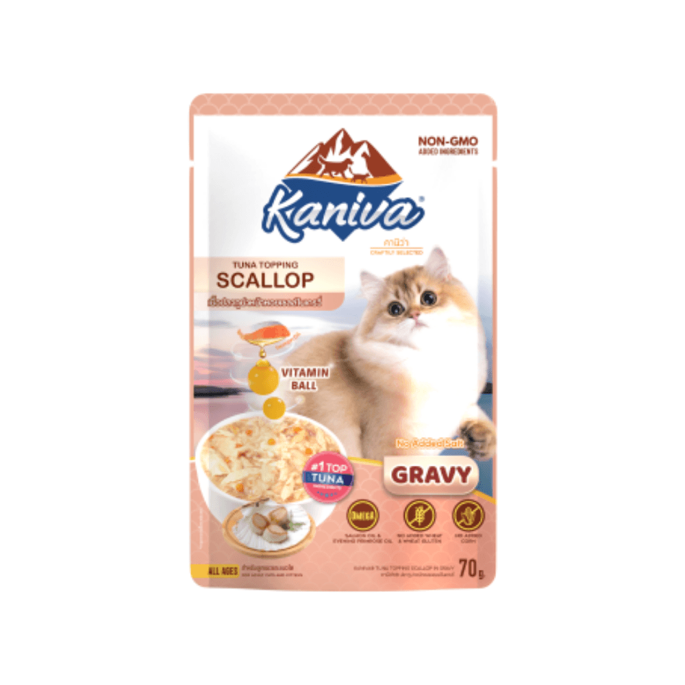 Kaniva Tuna Topping Scallop Pouch 70g - Gravy for All Ages