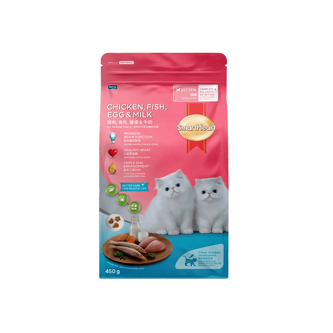 SmartHeart Kitten Cat Food Chicken, Fish, Egg & Milk 450g