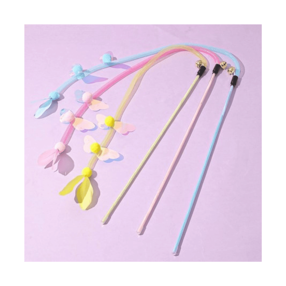 Interactive Plastic Stick Cat Teaser Toy with Leaves
