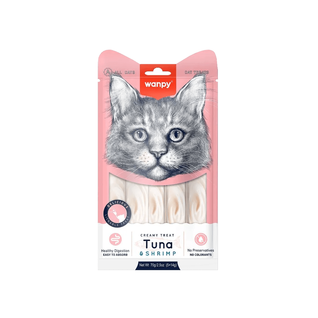 Wanpy Creamy Cat Treat Tuna & Shrimp 70gm (5 Pieces Pack)