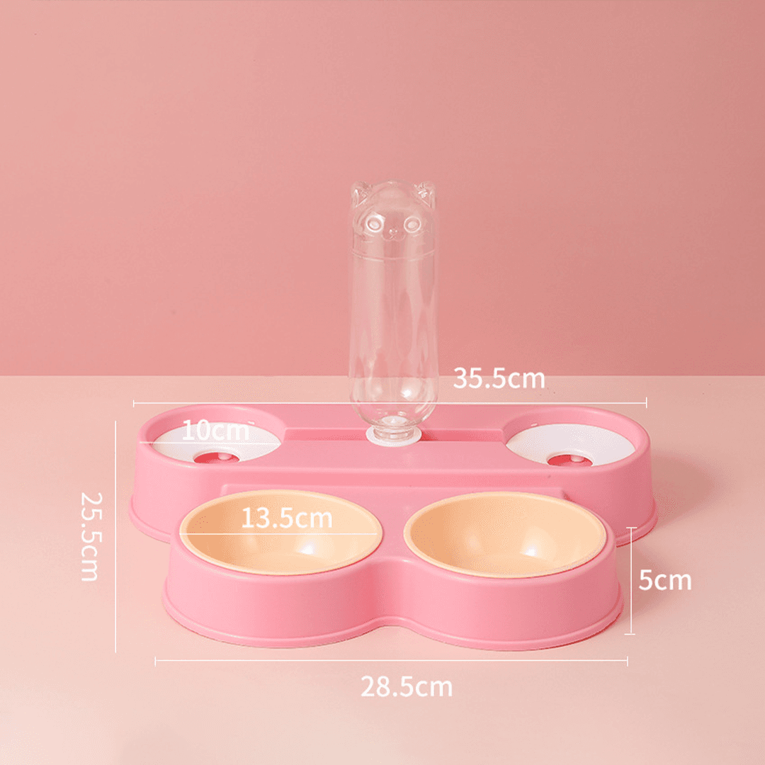 4-in-1 Feeding Bowl Set with Water Pot for Cats & Dogs