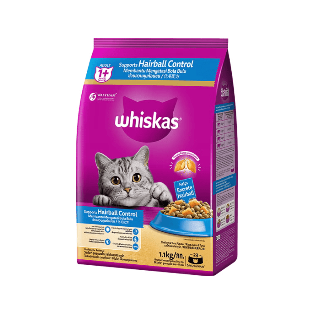 Whiskas Adult Chicken & Tuna Hairball Control 1.1kg