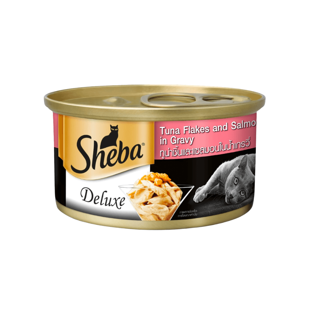 Sheba Deluxe Can Tuna Flakes & Salmon in Gravy 85g