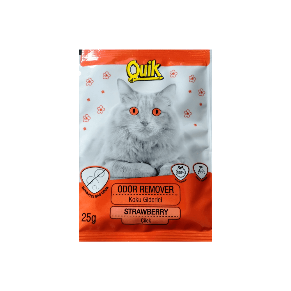Quik Odor Remover Cat Litter Freshener Deodorizing Powder Strawberry 25g