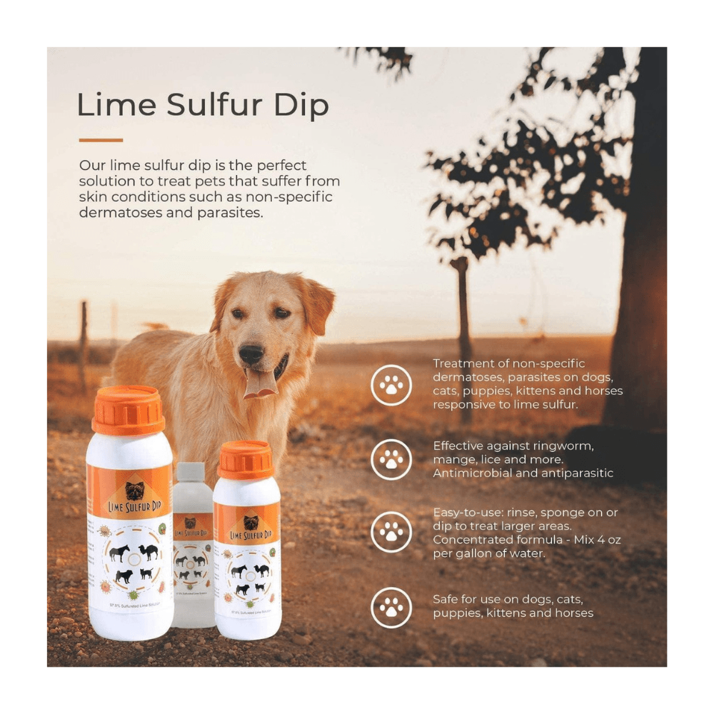 Lime Sulfur Dip – Itchy & Dry Skin Relief for Pets 237ml