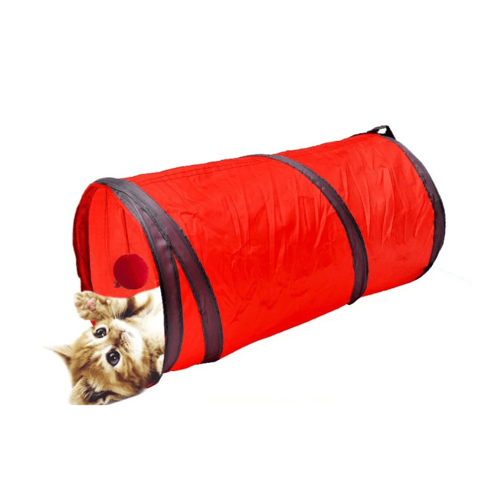 Interactive Cat Straight Tunnel Toy with Plush Ball