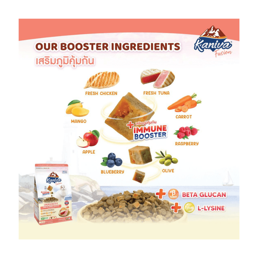 Kaniva Fusion IMMUNE BOOSTER Cat Food Tuna & Sweet Potato 1kg for All Ages