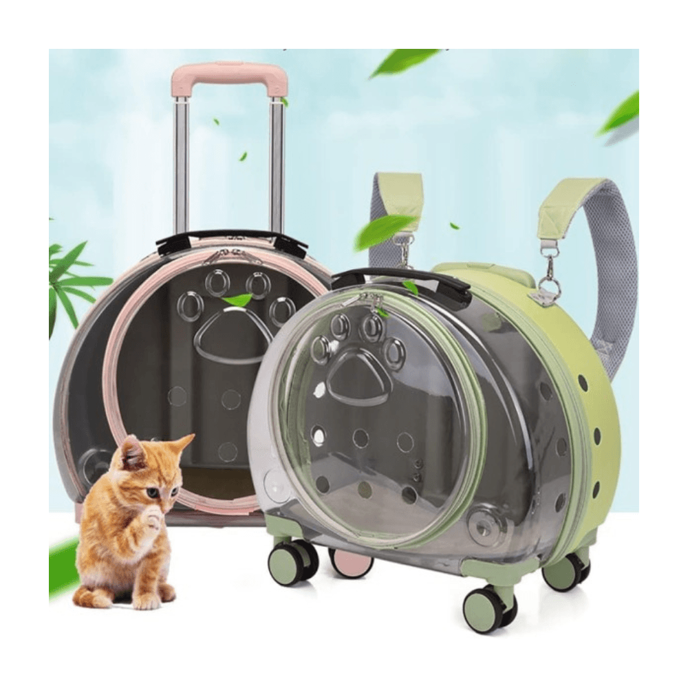 Transparent Pet Travel Trolley Bag with Backpack
