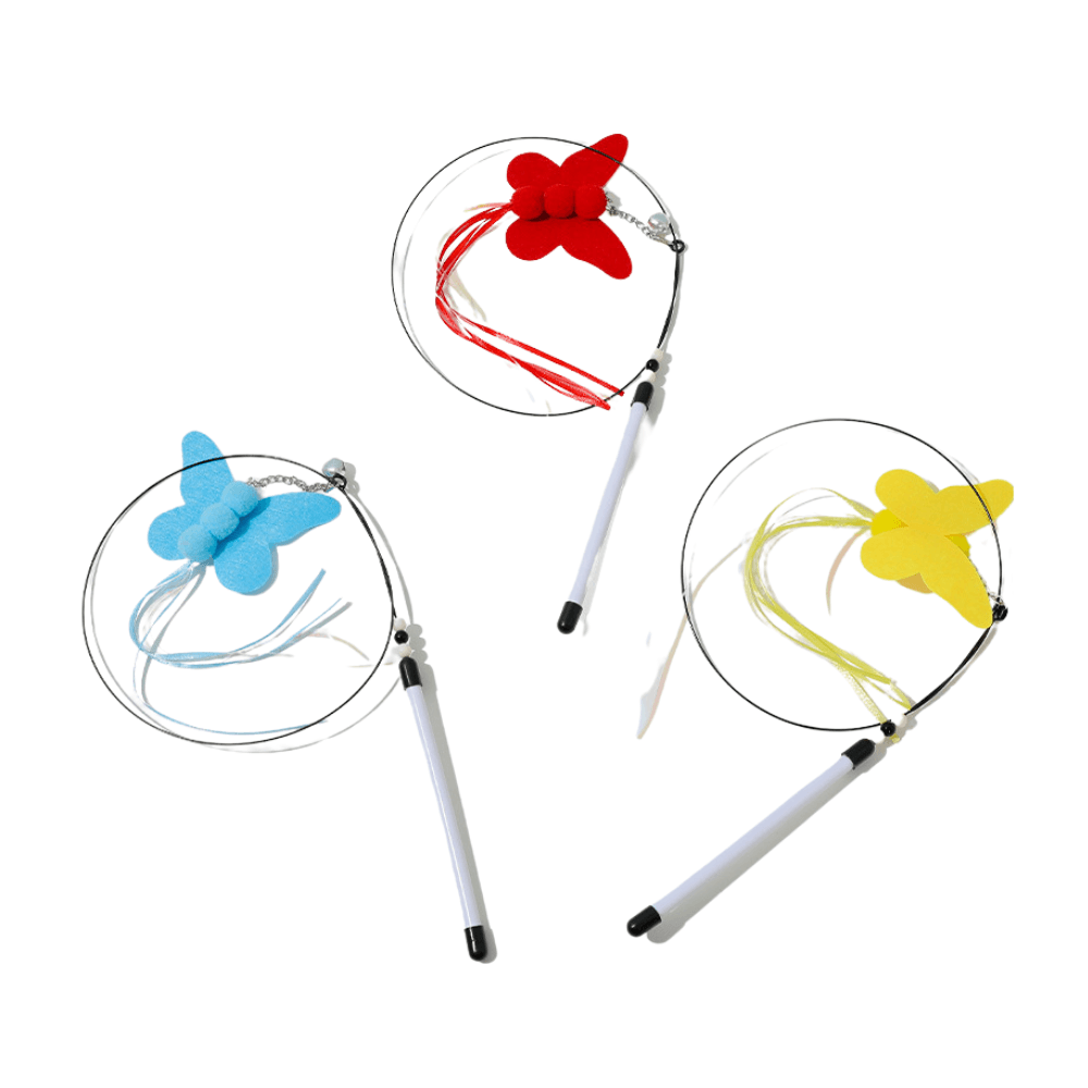 Butterfly Cat Teaser Steel Wire Toy with Bell