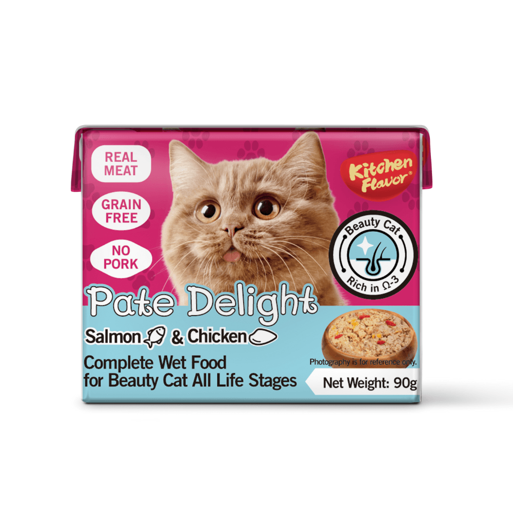 Kitchen Flavour Beauty Pate Delight Salmon & Chicken Wet Cat Food for All Life Stages 90g