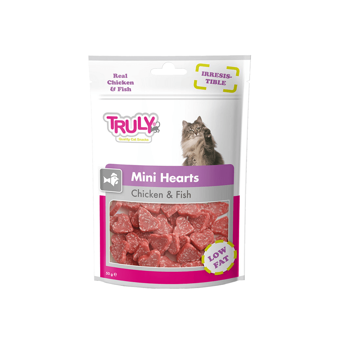 Truly Chicken & Fish Mini Hearts Cat Treat 50gm
