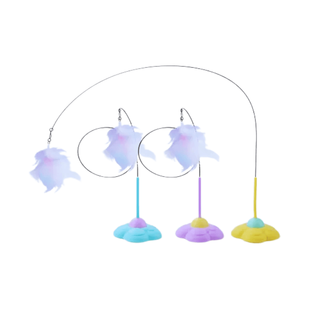 Self-Playing Feather Cat Teaser Toy with Suction Cup Base