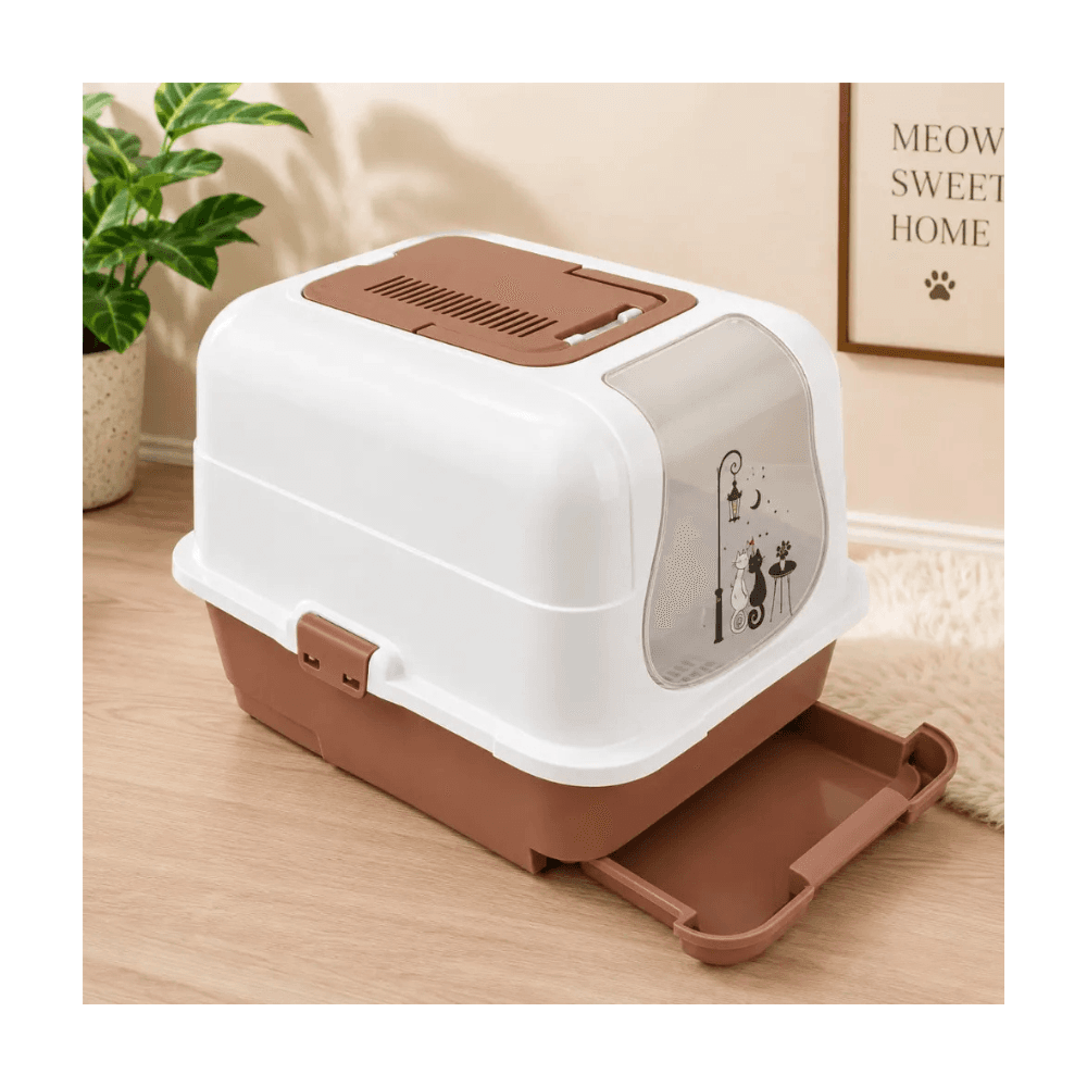 Fully Closed Drawer System Cat Litter Box with Proper Ventilation