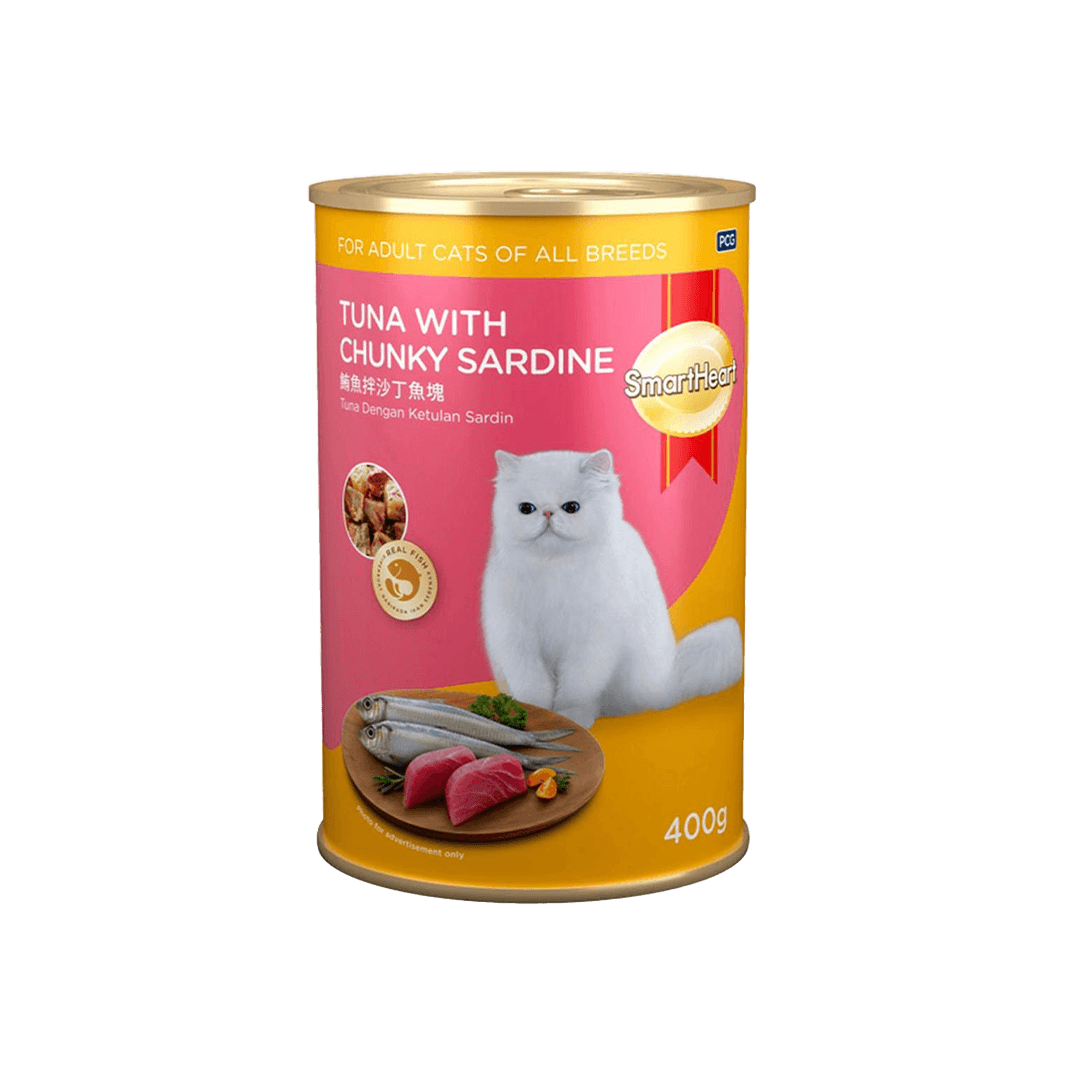 SmartHeart Adult Cat Canned Food Tuna with Chunky Sardine 400g