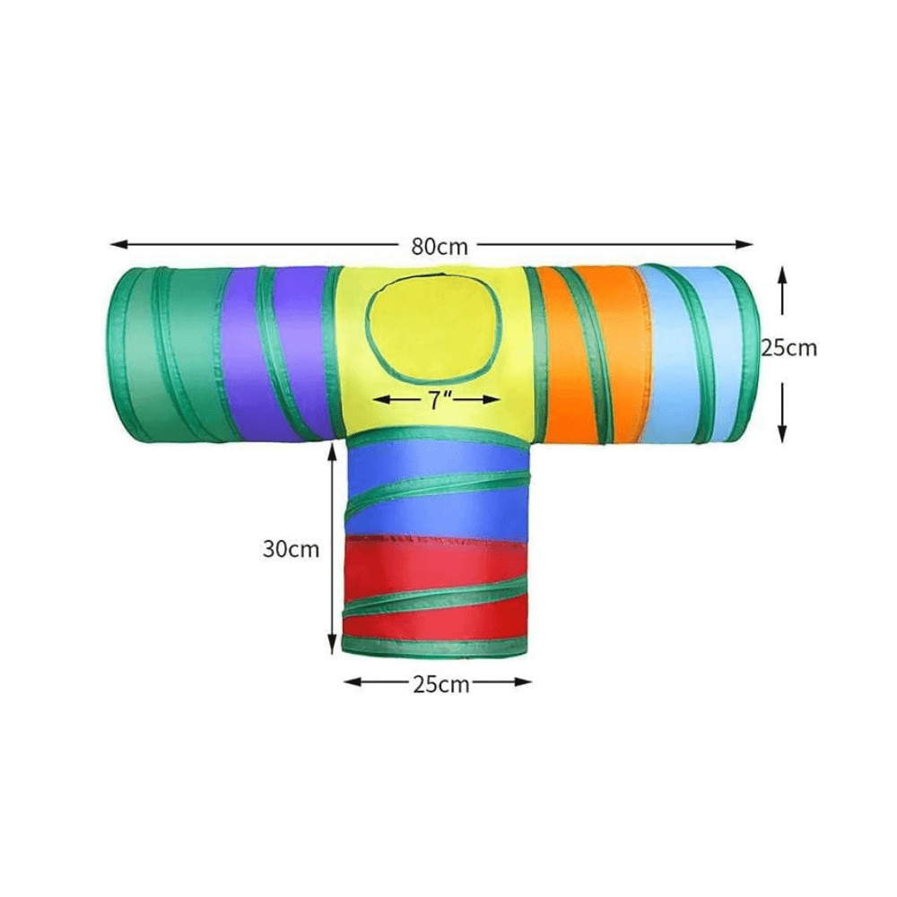 3 Way Large Rainbow Cat Tunnel Toy (80cm)
