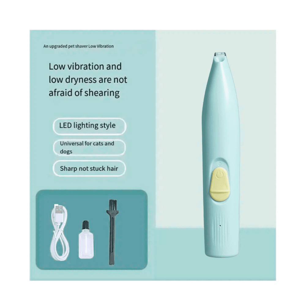 Rechargeable Cat & Dog Grooming Paw Trimmer for Pedicure, Nose, Ear, and Eye Fur Remover