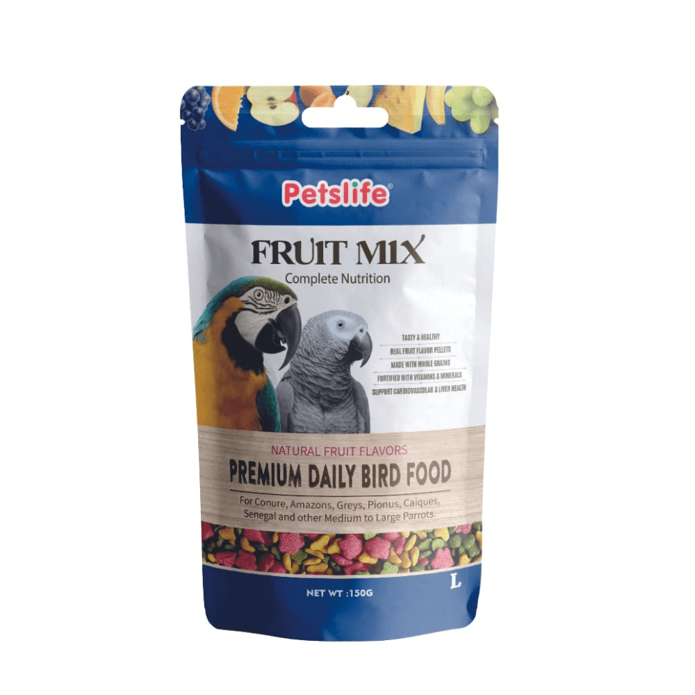 Petslife Fruit Mix Pellets Bird Food for Macaws,Cockatoos & Other Large Birds 150g