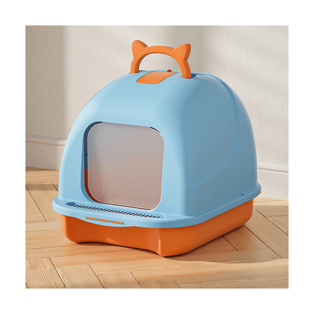 Fully Closed Cat Litter Box with Proper Ventilation and Cat-Shaped Handle