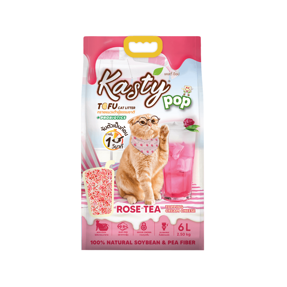 Kasty Pop Tofu Cat Litter Rose Tea Topping Cream Cheese 6L