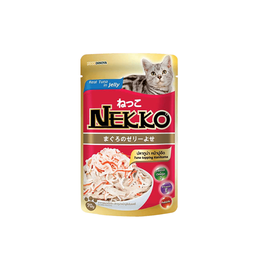 Nekko Pouch Real Tuna Topping Kanikama in Jelly 70g