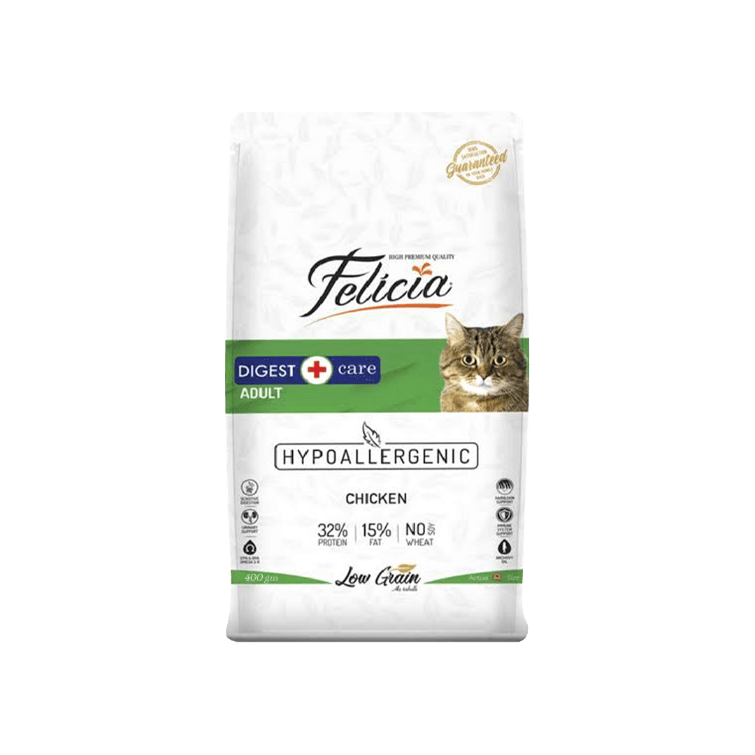Felicia Low Grain Dry Cat Food Digest Care Adult Chicken 400gm