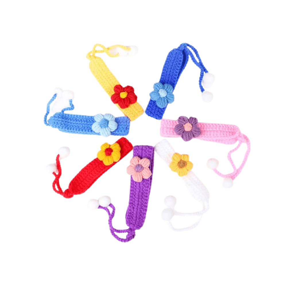 Handmade Crochet Wool Flower Bow Tie Collar Belt